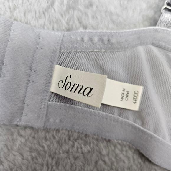 Soma 44DDD‎ Sensuous Lace Unlined Bra Gray Black Embroidered Sheer Floral - Picture 5 of 9